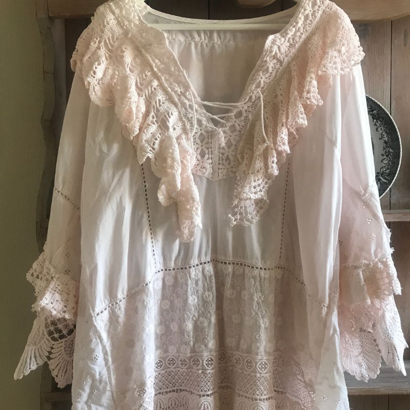 White lace blouse with vintage details